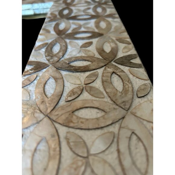 Vintage Mother of Pearl Abalone Shell Floral Design Wall Art Mirror 16" Square - Picture 4 of 11